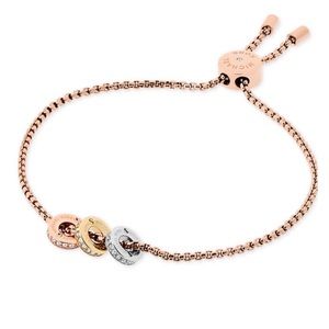 MICHAEL KORS • Tri-tone Logo Slider Adjustable Bracelet